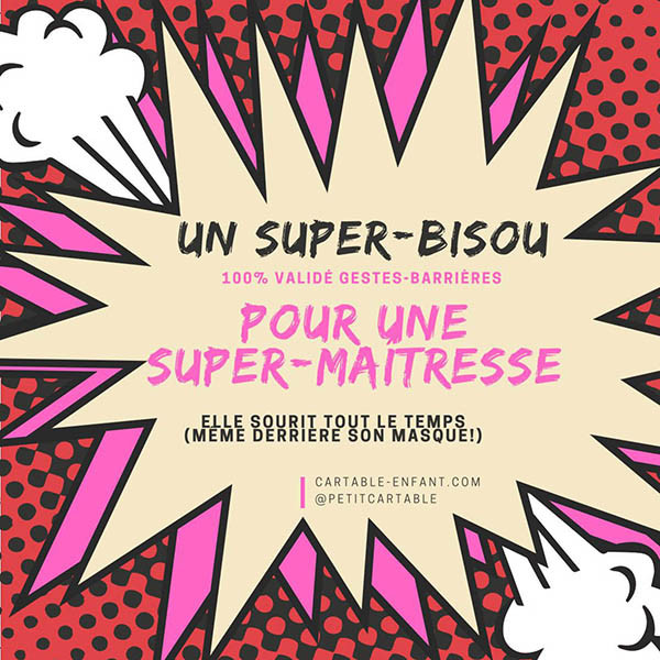 Cadeau maitresse : Carte + Broche « je t'envoie un bisou »