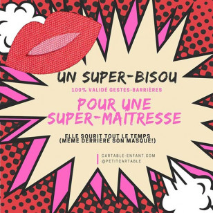 Cadeau maitresse : Carte + Broche « je t'envoie un bisou »