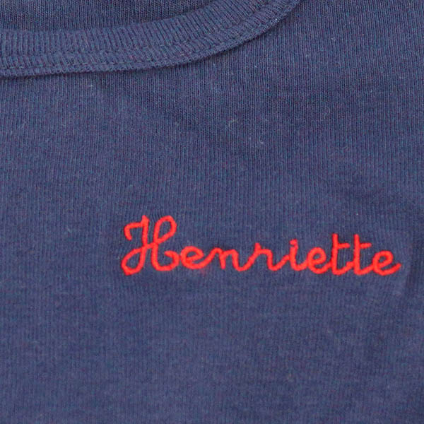 T-shirt jersey bleu tricoté en France, à personnaliser !