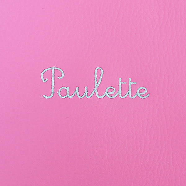Petit cartable skai rose brodé « Paulette »
