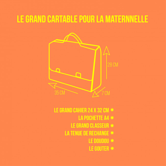 Cartable made in france pour la maternelle, grand cahier