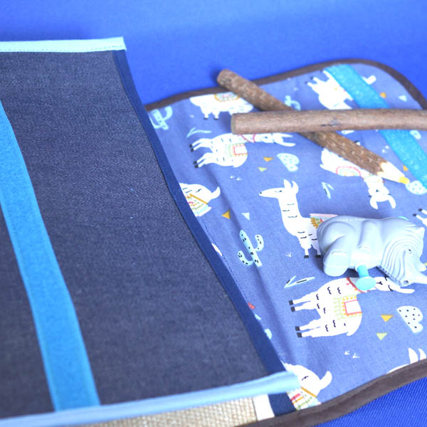 Cartable bleu de maternelle, Denim lama