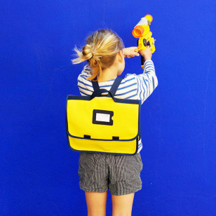 Cartable jaune - Collection Super Corbu, toile recyclée