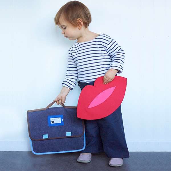 Cartable bleu de maternelle, Denim lama