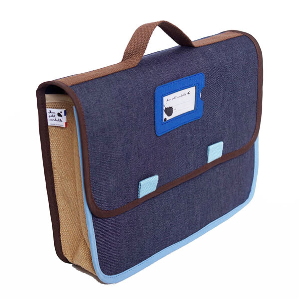 Cartable bleu de maternelle, Denim lama