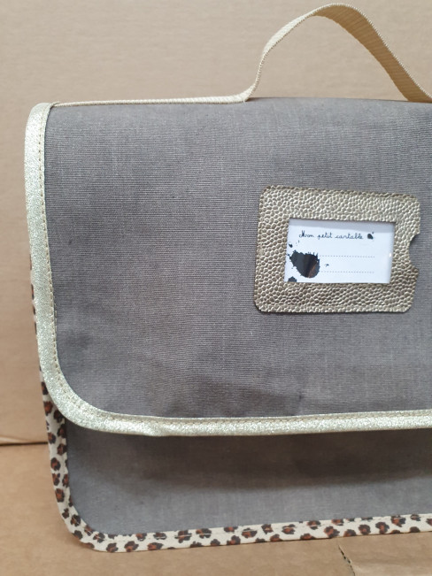Petit cartable responsable, prototype marron glacé & léopard!