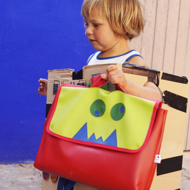 Sac cartable maternelle  grand cahier, monstre gentil