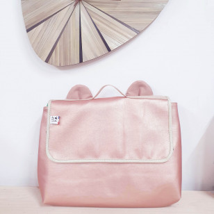 Sac cartable grand cahier maternelle, rose cuivré