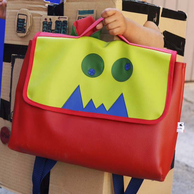 Sac cartable maternelle  grand cahier, monstre gentil