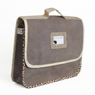 Petit cartable responsable, prototype marron glacé & léopard!