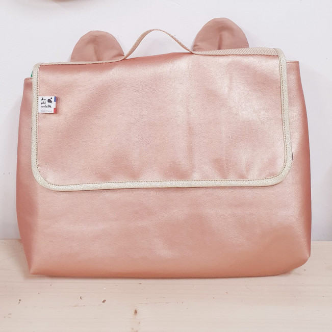 Sac cartable grand cahier maternelle, rose cuivré