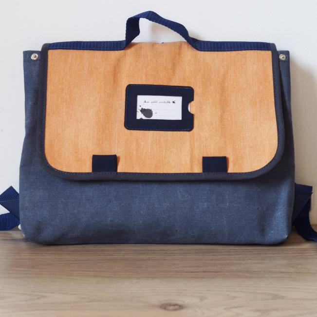 Petit cartable orange & gris washed, prototype