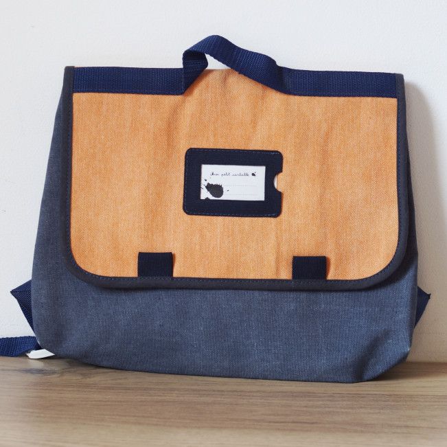 Petit cartable orange & gris washed, prototype