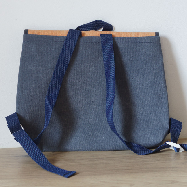 Petit cartable orange & gris washed, prototype