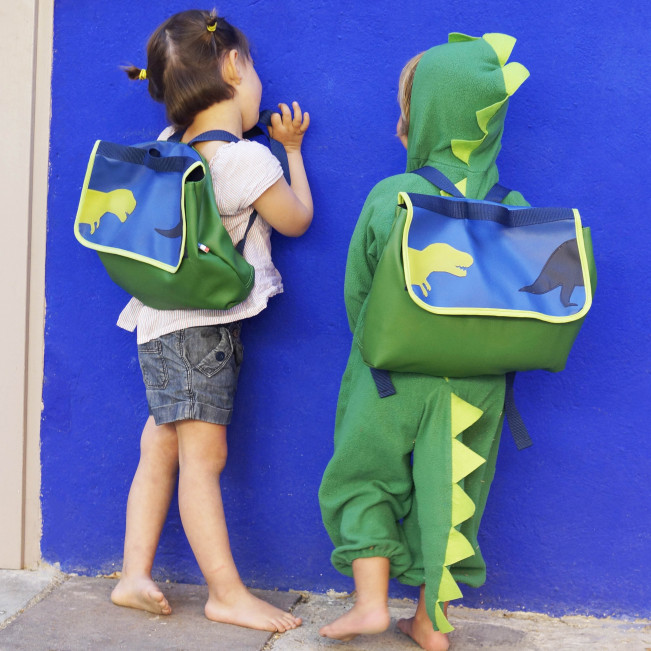 Sac cartable maternelle grand cahier, dino rigolo