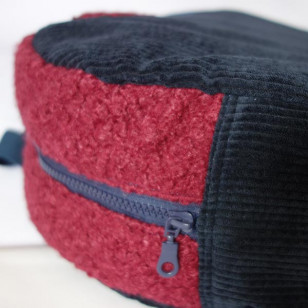 Le POPPINS velours bleu & bouclette pourpre - Nouveau !