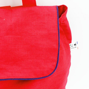 Sac à dos enfant, lin rouge doublé liberty