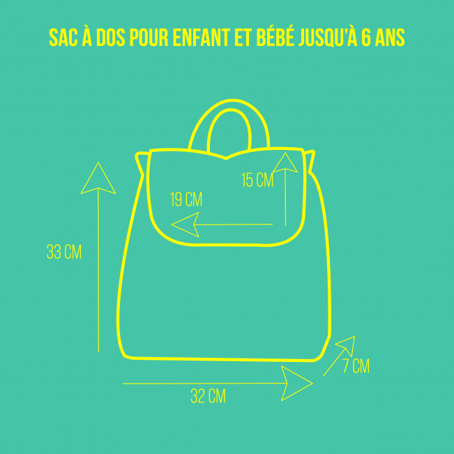 Sac à dos bébé, lin vert d'eau, biais marine