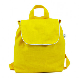 Sac à dos enfant, lin jaune citron acide, bord argent