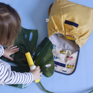 Sac à dos enfant, colonel moutarde, biais gris