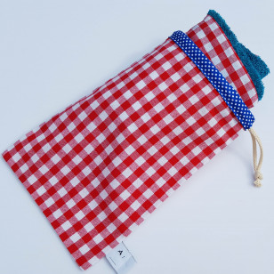 Housse serviette/petit sac gouter, vichy rouge