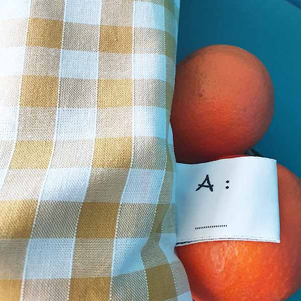 Housse serviette/petit sac gouter, vichy jaune