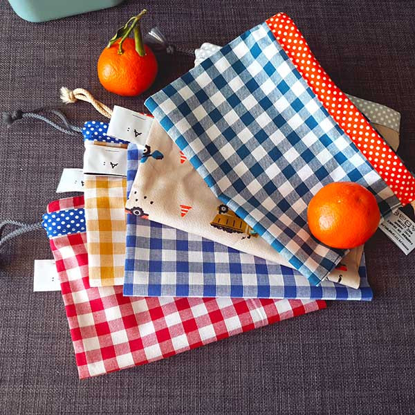 Housse serviette/petit sac gouter, vichy rouge