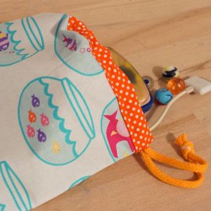 Housse serviette/petit sac gouter, poissons