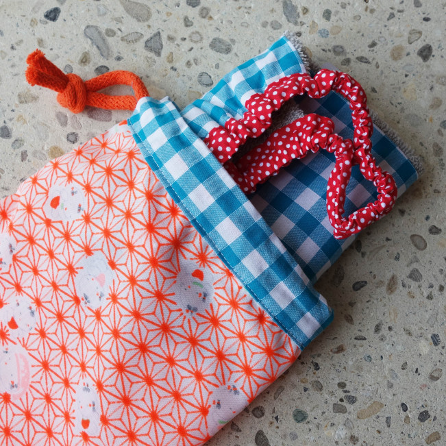 Housse serviette/petit sac gouter, kawai orange